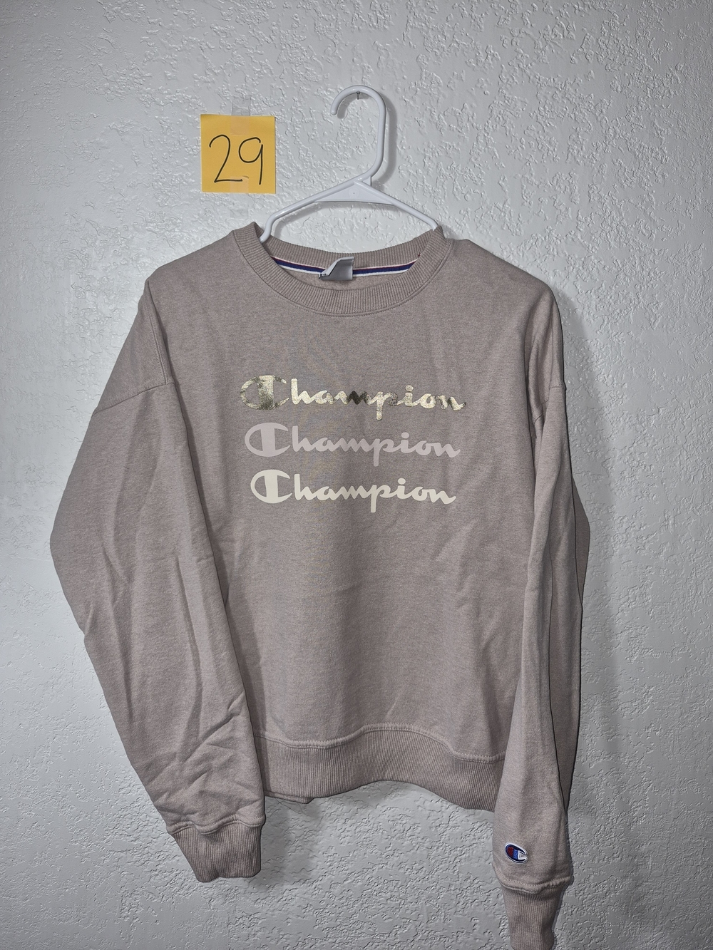 Champion Crewneck Sweatshirt in Light Pink SMALL